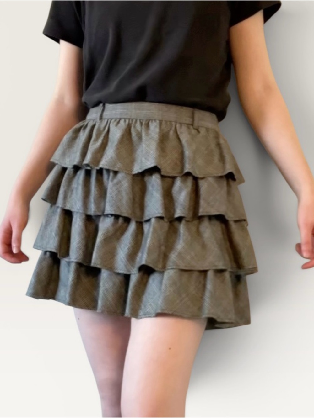 J.Crew Wool Tiered Ruffle Mini Skirt — Size 0